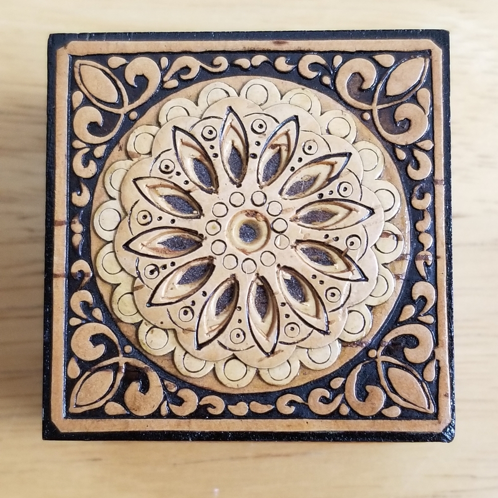 #1136 New Rare Ornate Carved Russian Birch Box